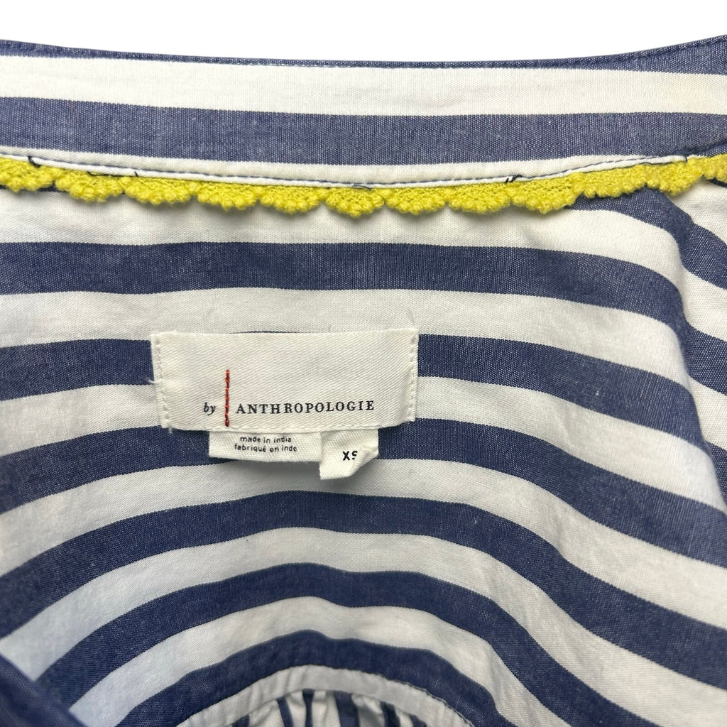 Anthropologie Blue White Striped Dolman Sleeve Top XS Cotton Casual Chic Boho