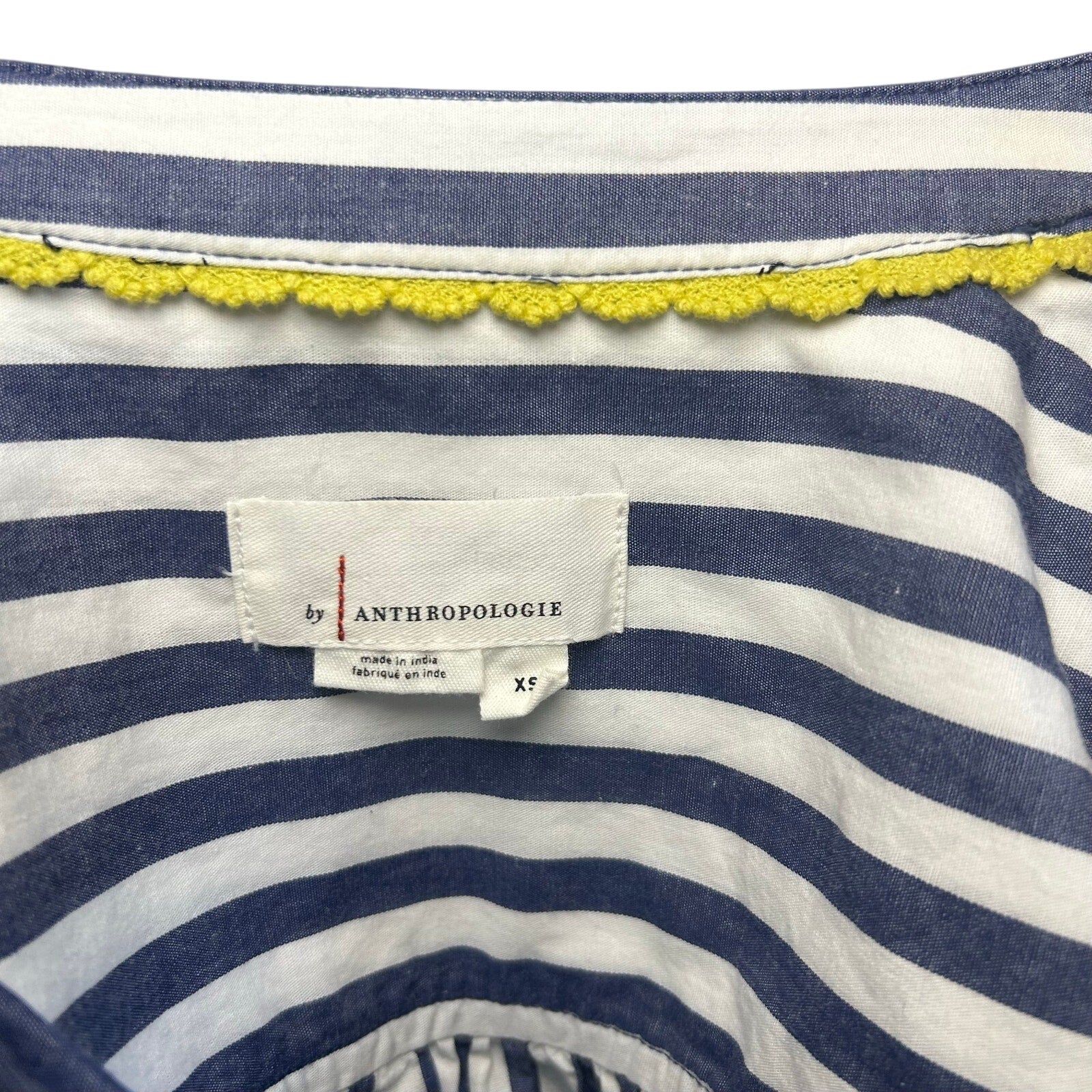 Anthropologie Blue White Striped Dolman Sleeve Top XS Cotton Casual Chic Boho