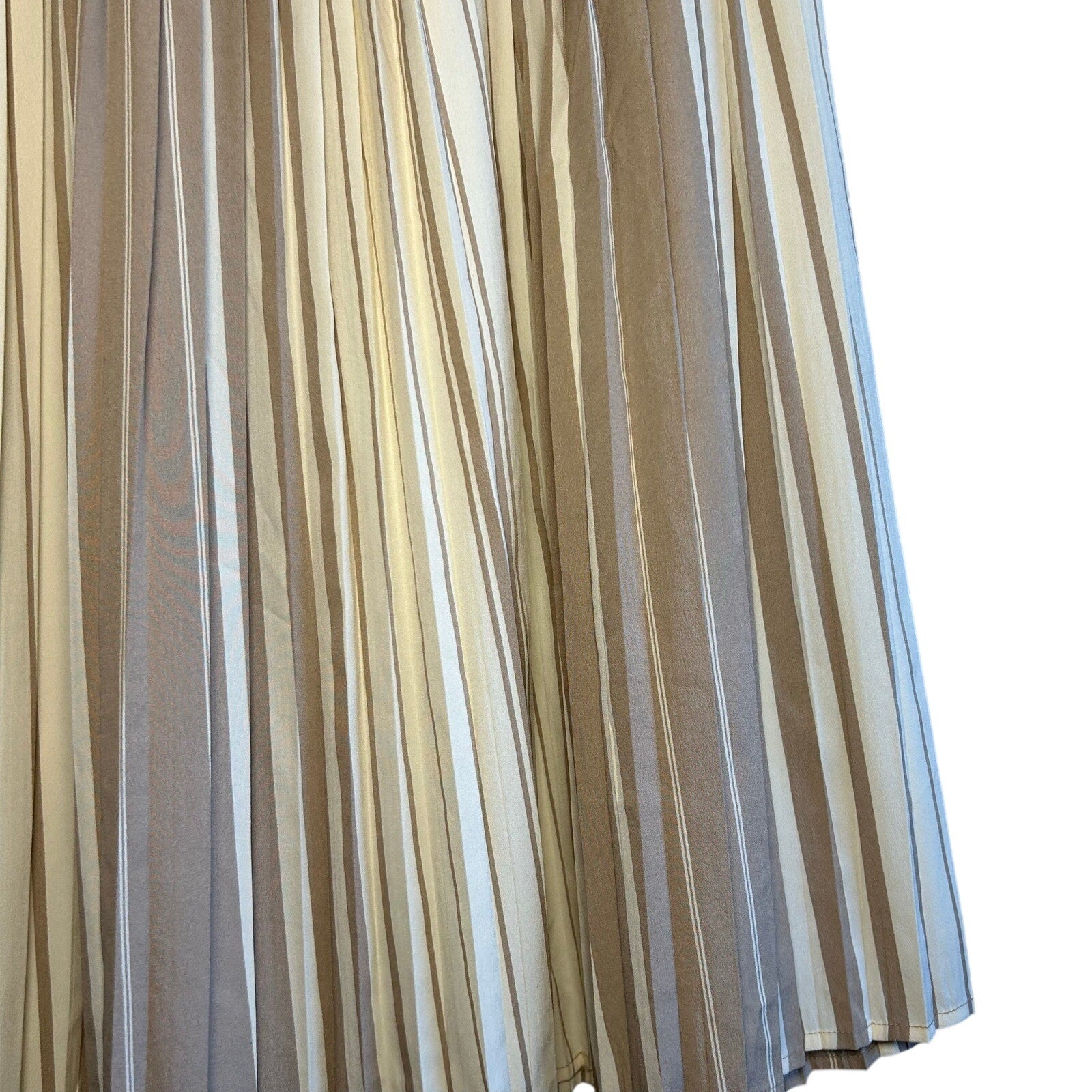 VTG 80s Anthony Rogers Tan Cream Pleated 22W 2X Plus Size Midi Skirt Retro