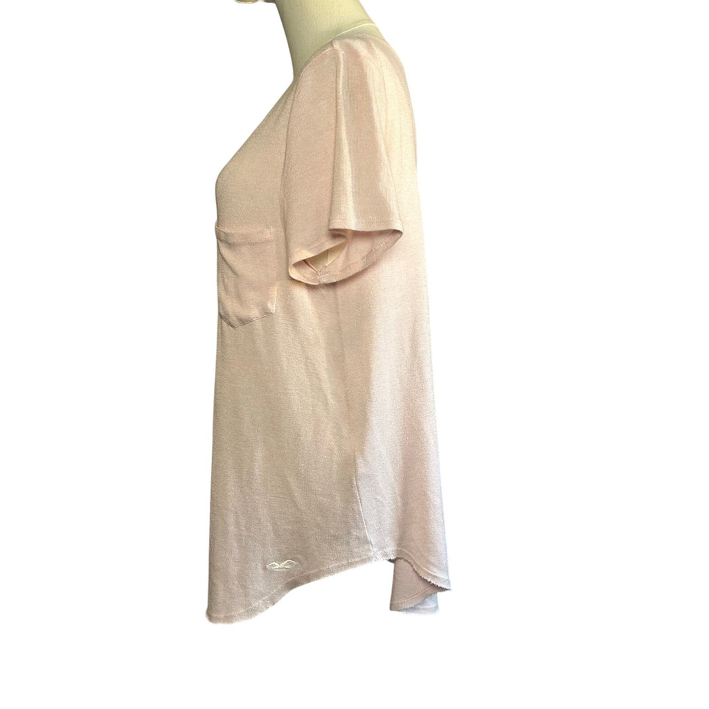 Hollister Pink Raw Hem Knit Long Sleeve Pullover Top Soft Coquette Casual Y2K