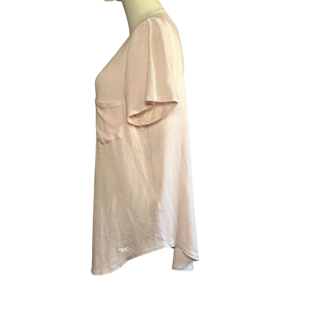 Hollister Pink Raw Hem Knit Long Sleeve Pullover Top Soft Coquette Casual Y2K