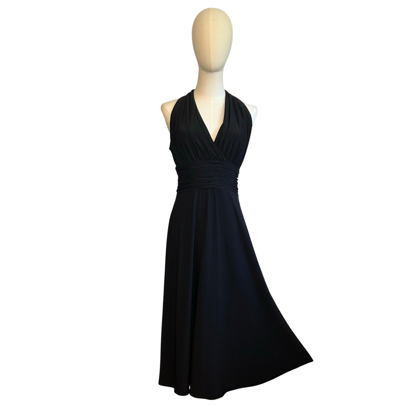 Evan Picone 6 Black Sleeveless Midi Dress Minimalist Formal Cocktail Gown Glam