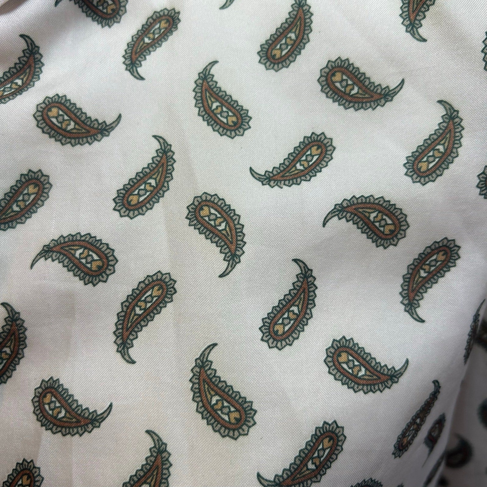 VTG 90s Handmade White Green Paisley Print Top Cloth Buttons Whimsigoth Boho