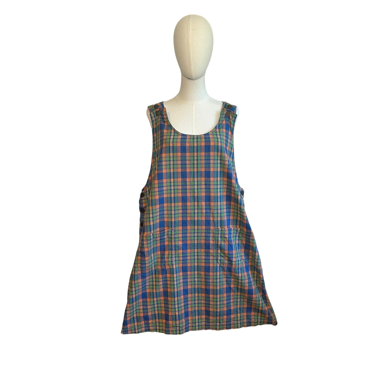 VTG 90s Hunters Run 8 Plaid Sleeveless Jumper Mini Dress Grunge Preppy Indie