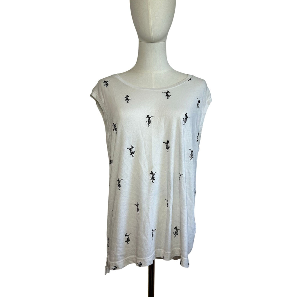 J.CREW Collection Tees Hula Girl Tank Top White Large Casual Hawaii Summer Boho