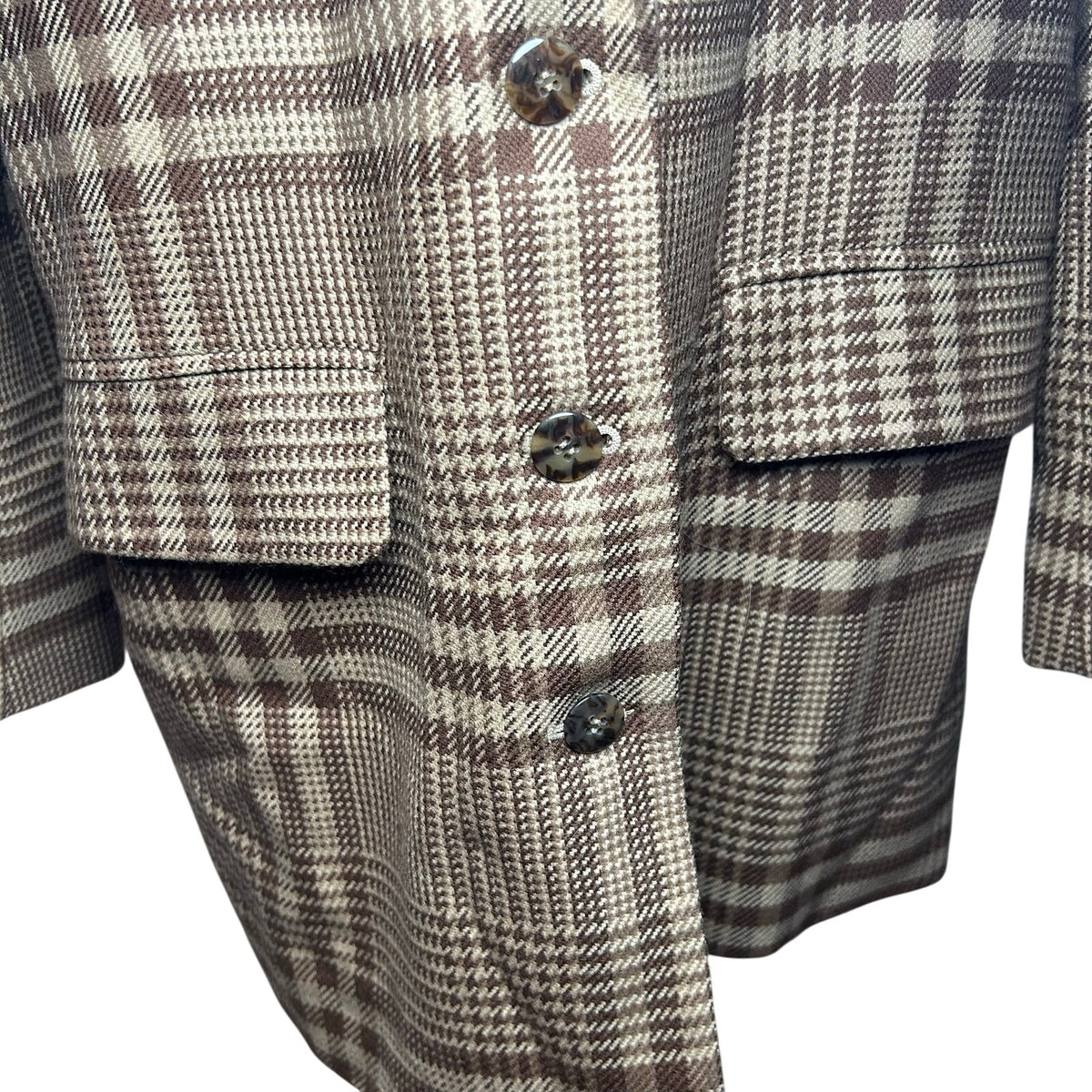 VTG 70s Liz Claiborne Wool Brown Plaid Blazer L Preppy Grunge Dark Academia