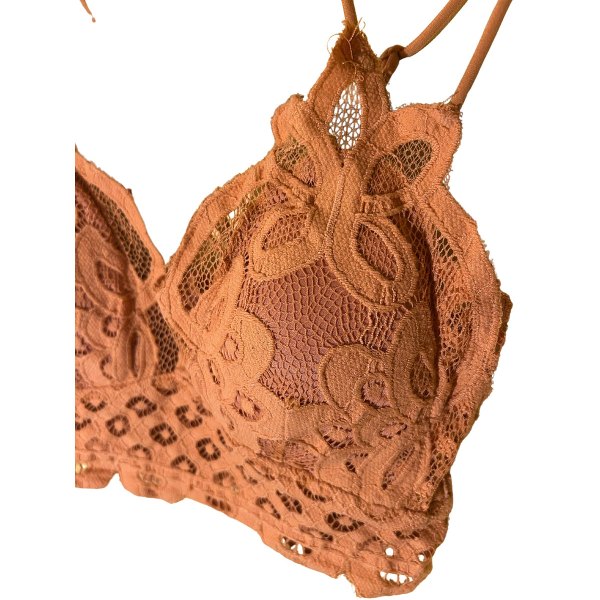 Zenana Boho Floral Lace Smocked Bralette Size XL Yellow Festival Coquette Fairy