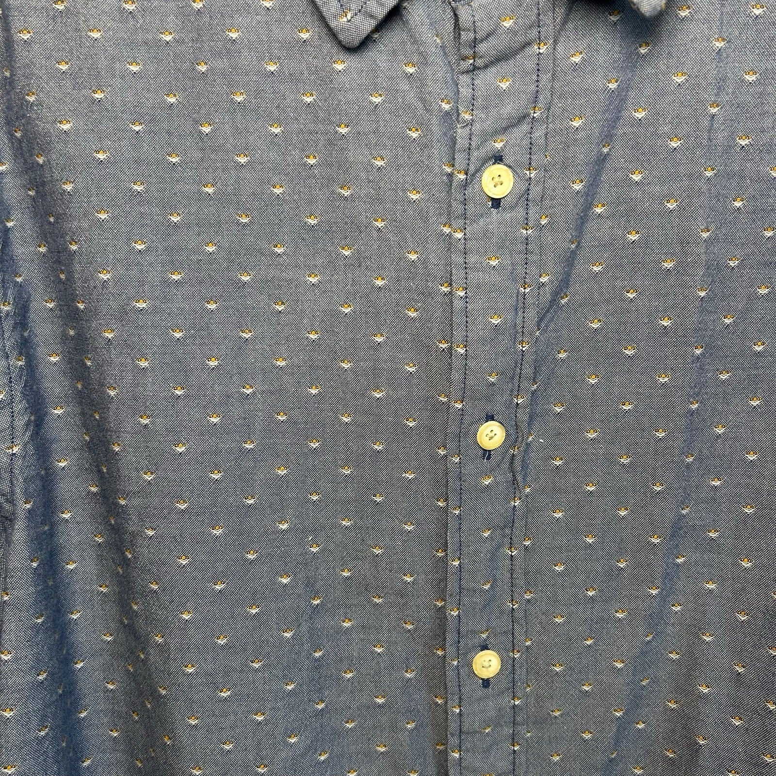 Nautica Mens L Large Slim Fit Blue Dobby Weave Long Sleeve Shirt Preppy Casual