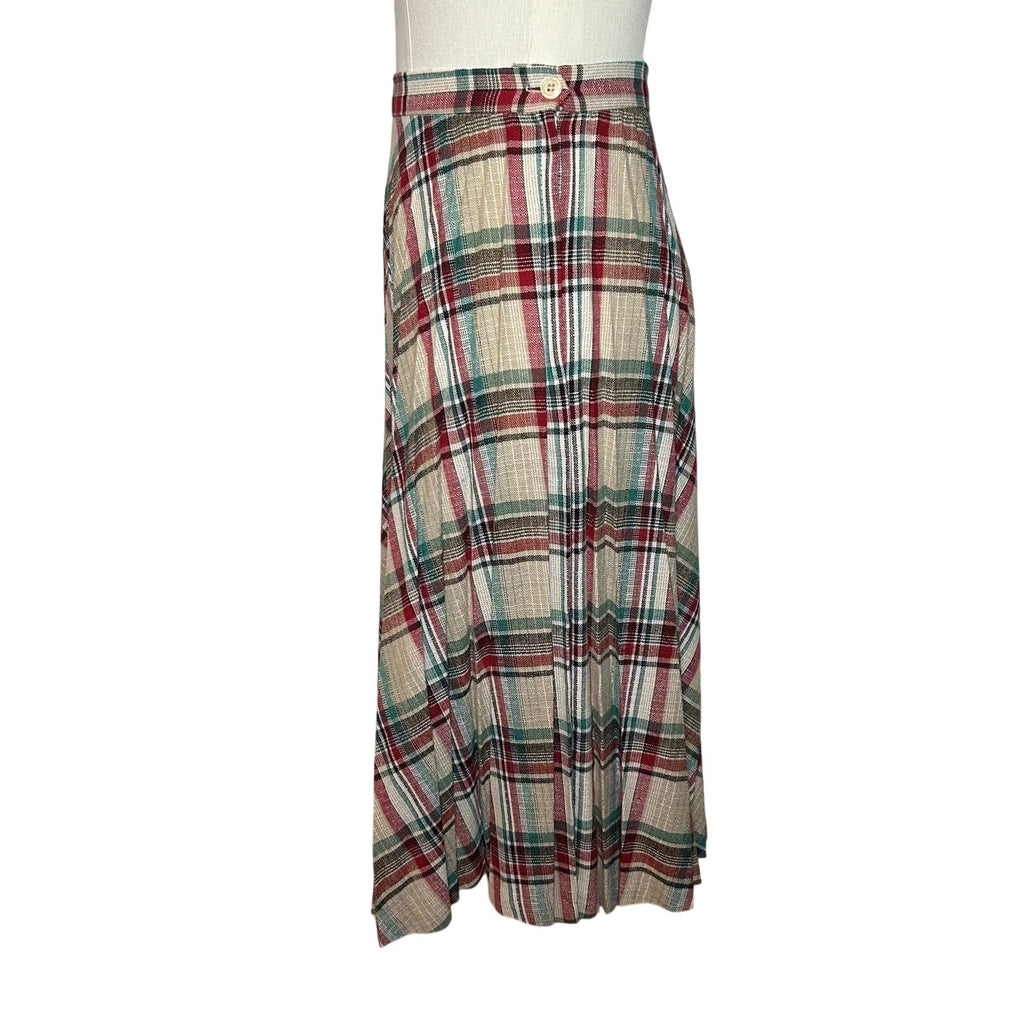 VTG 70s Pan-Her Plaid Pleated Skirt XS Preppy Dark Academia Twee Indie Retro