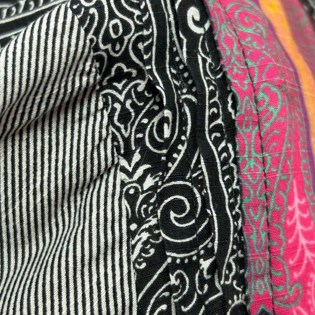 Artisan India L Multicolor Maxi Dress Paisley Silk Patchwork Maximalist Dopamine