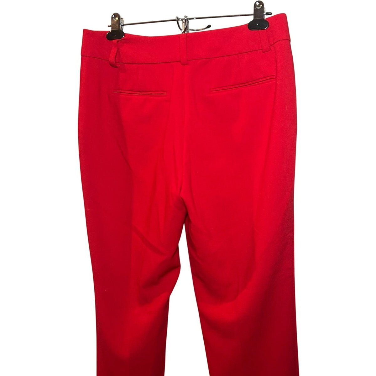 Ann Taylor Bright Red Straight Leg Pants 6 Stretch Luxe Career Bold Minimalist