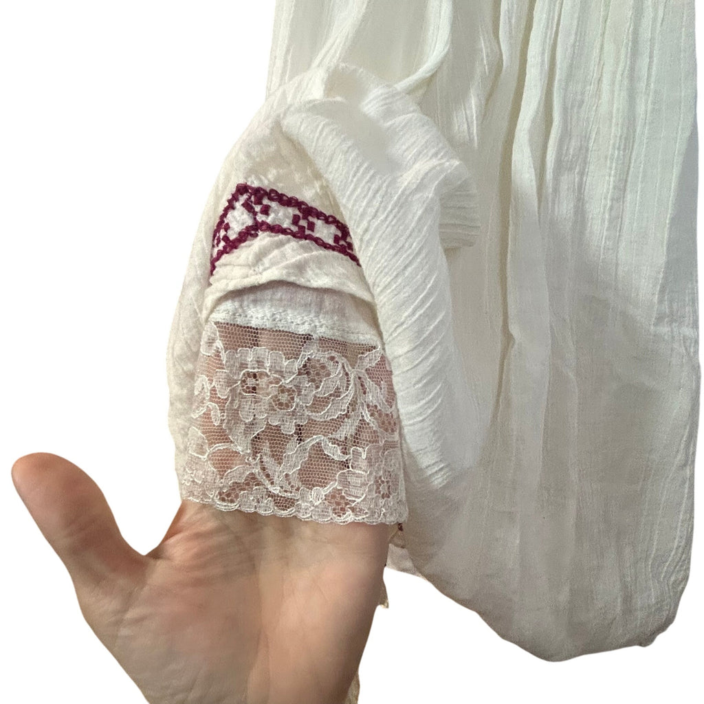 Free People FP One White Purple Embroidered Fleur Du Jour Midi Dress Size S