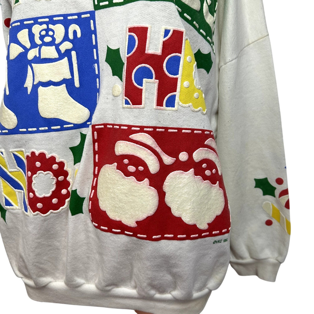VTG 80s Varsity XL Red Ho Ho Ho Christmas Ugly Sweater Holiday Christmas Party