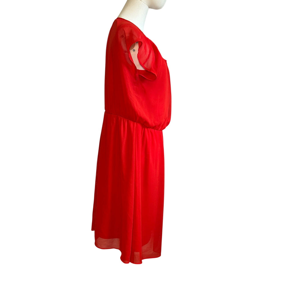 I.N. Studio Red Knee Lenght Midi 14 Dress Minimalist Preppy Glam Coquette Casual