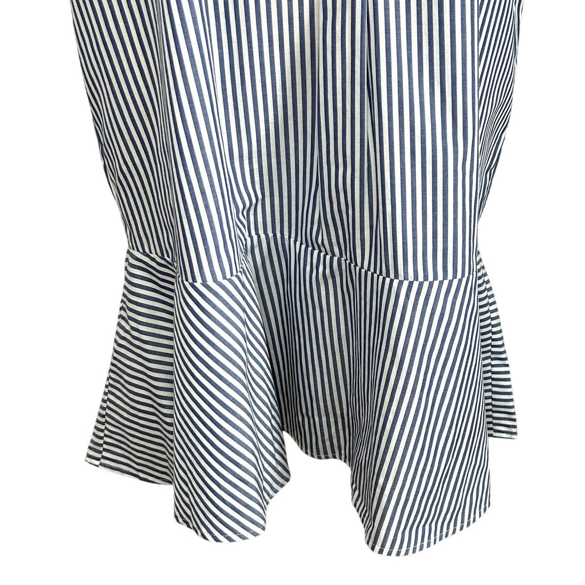 Tommy Hilfiger Blue White Striped Ruffle 14 Shirt Dress Cotton Coastal Preppy