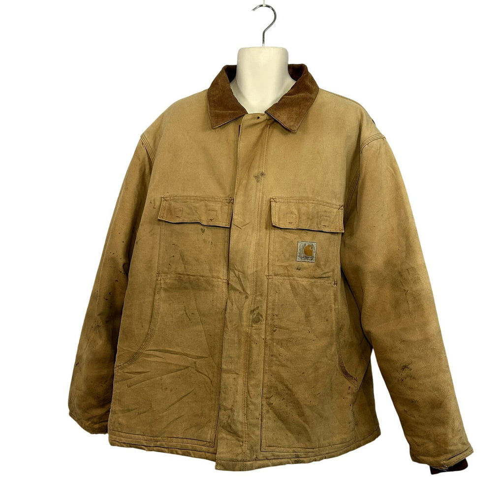 VTG 90s Carhartt J18 48R Tan Quilted Duck Detroit Work Barn Jacket Coat Gorpcore