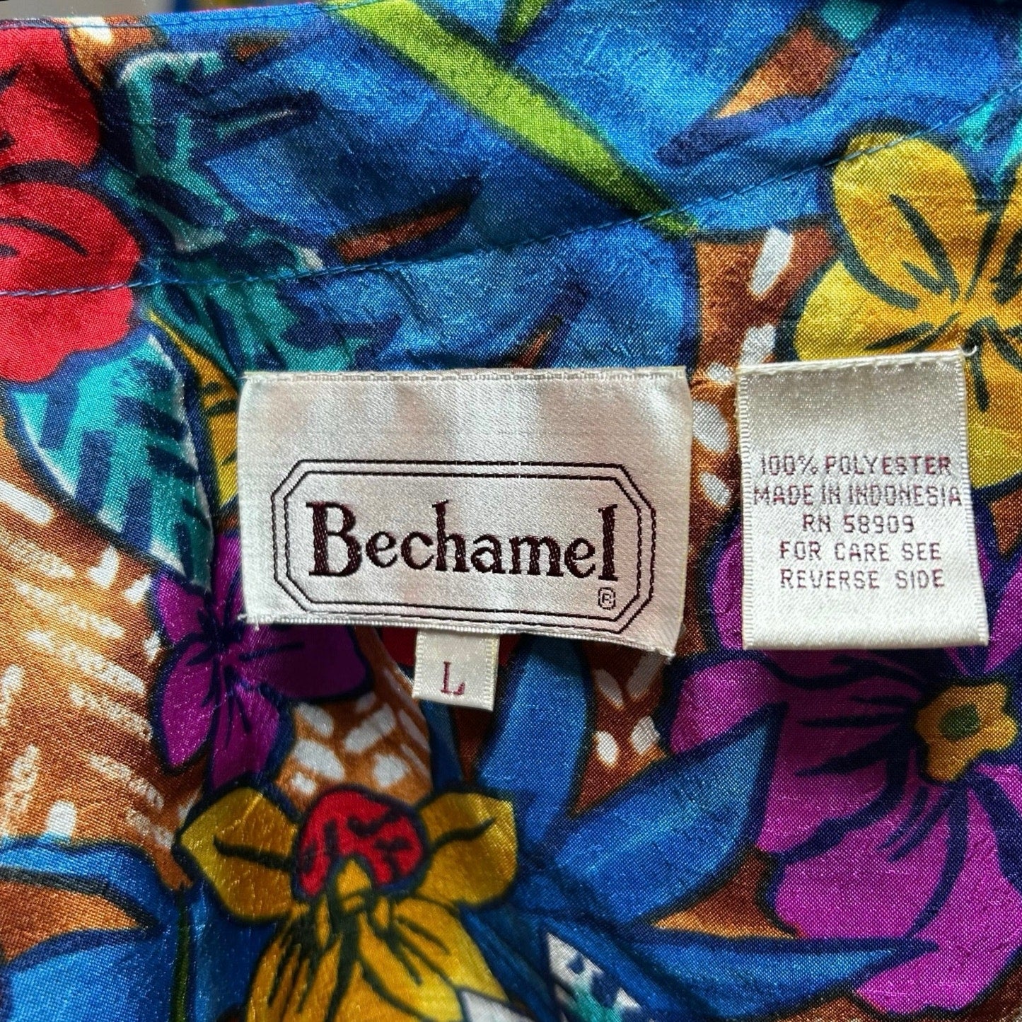 VTG 70s Bechamel 3pc Floral Set Whimsigoth Blue Tropical Jacket Shirt Pants Boho