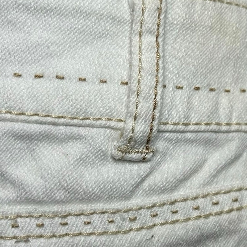 VTG Y2K Mudd White Denim 8 Mini Skirt Raw Hem Grunge Streetwear Retro Casual