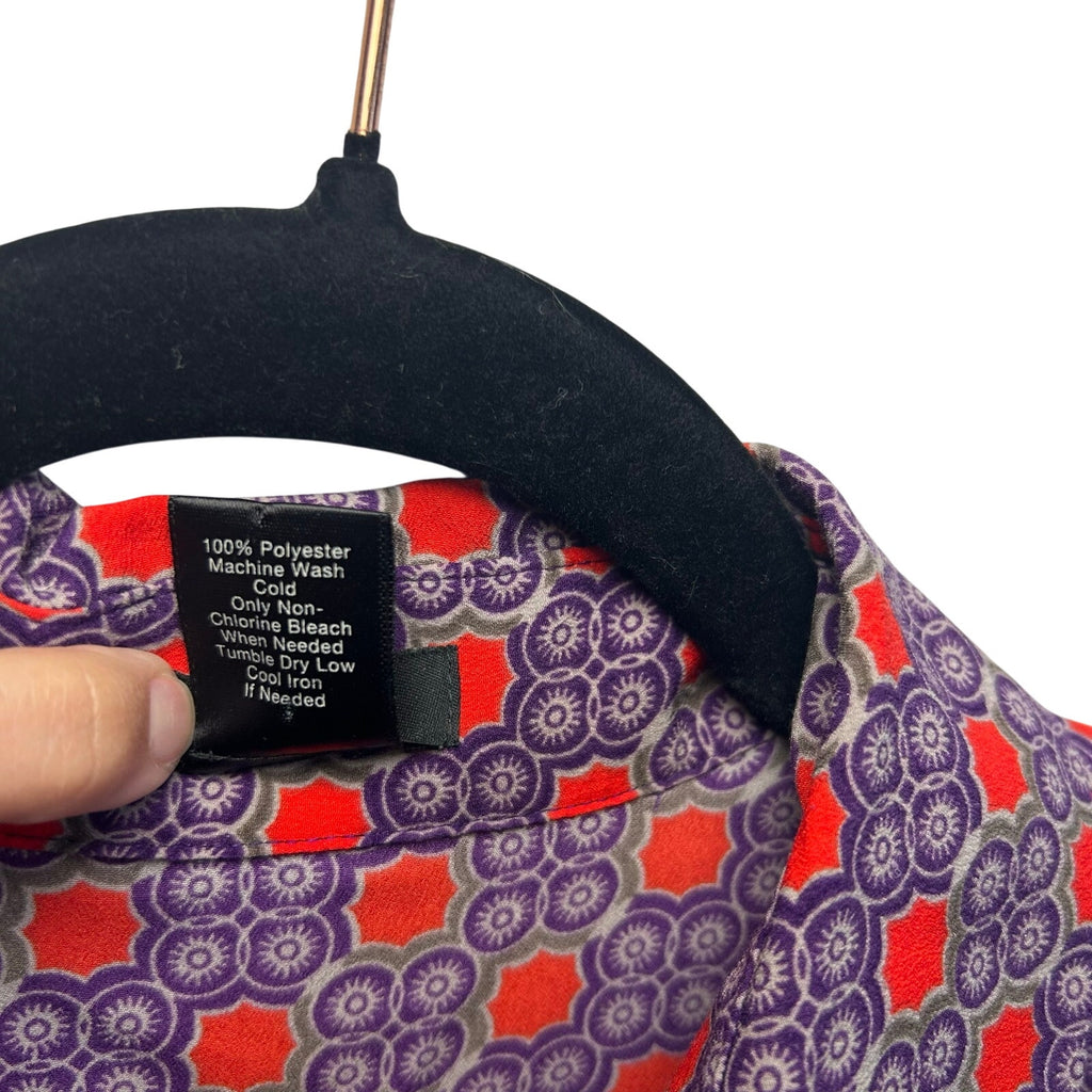 Ann Taylor Purple Red Geometric S Sleeveless Button Down Top Casual Preppy Retro