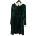 KOJOOIN Green Velvet Peter Pan Collar Dress 2XL Long Sleeve Pockets Dark Morii
