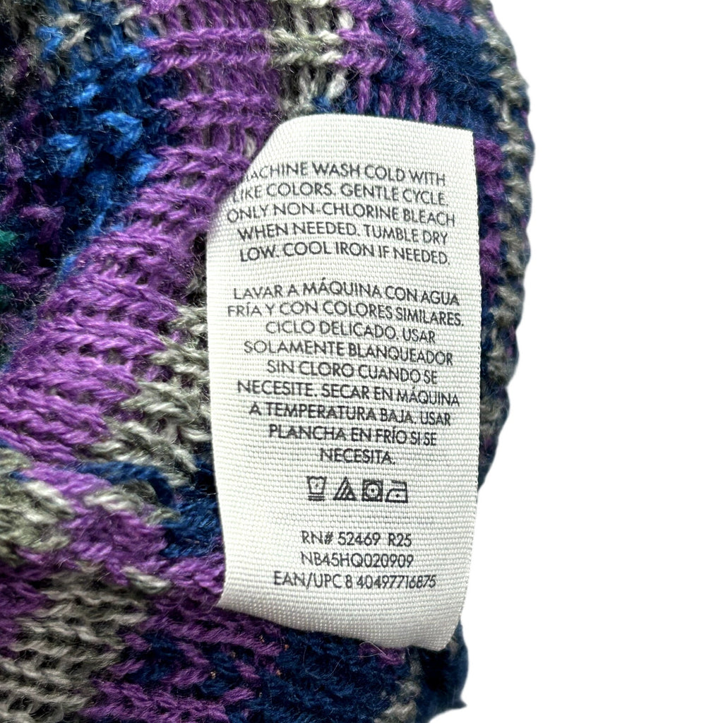 Netflix Stranger Things S Purple Blue Fair Isle Cassette V-Neck Knit Cardigan