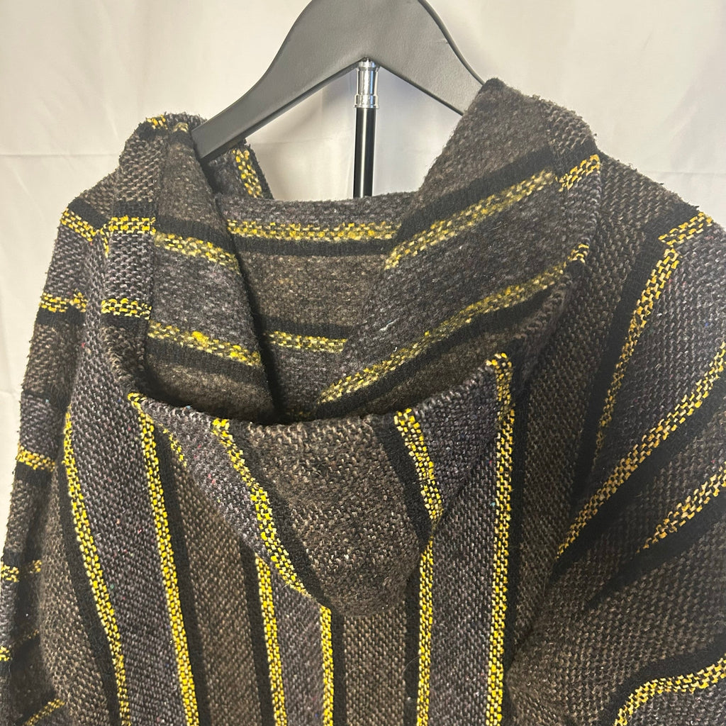VTG Molina Baja Hoodie Charcoal Grey Yellow Striped Mexican Rug Hoodie Gorpcore