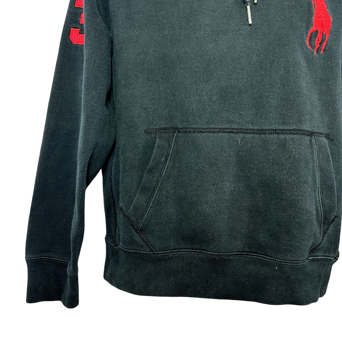 Polo Ralph Lauren L Black Waffle Lined Fleece Team Captain Pullover Hoodie Pony