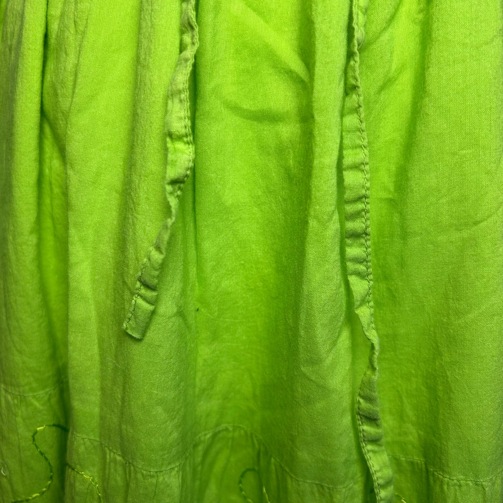 Green Ombre Broomstick L Maxi Skirt Sequin Embroidered Y2K Boho Fairy Grunge