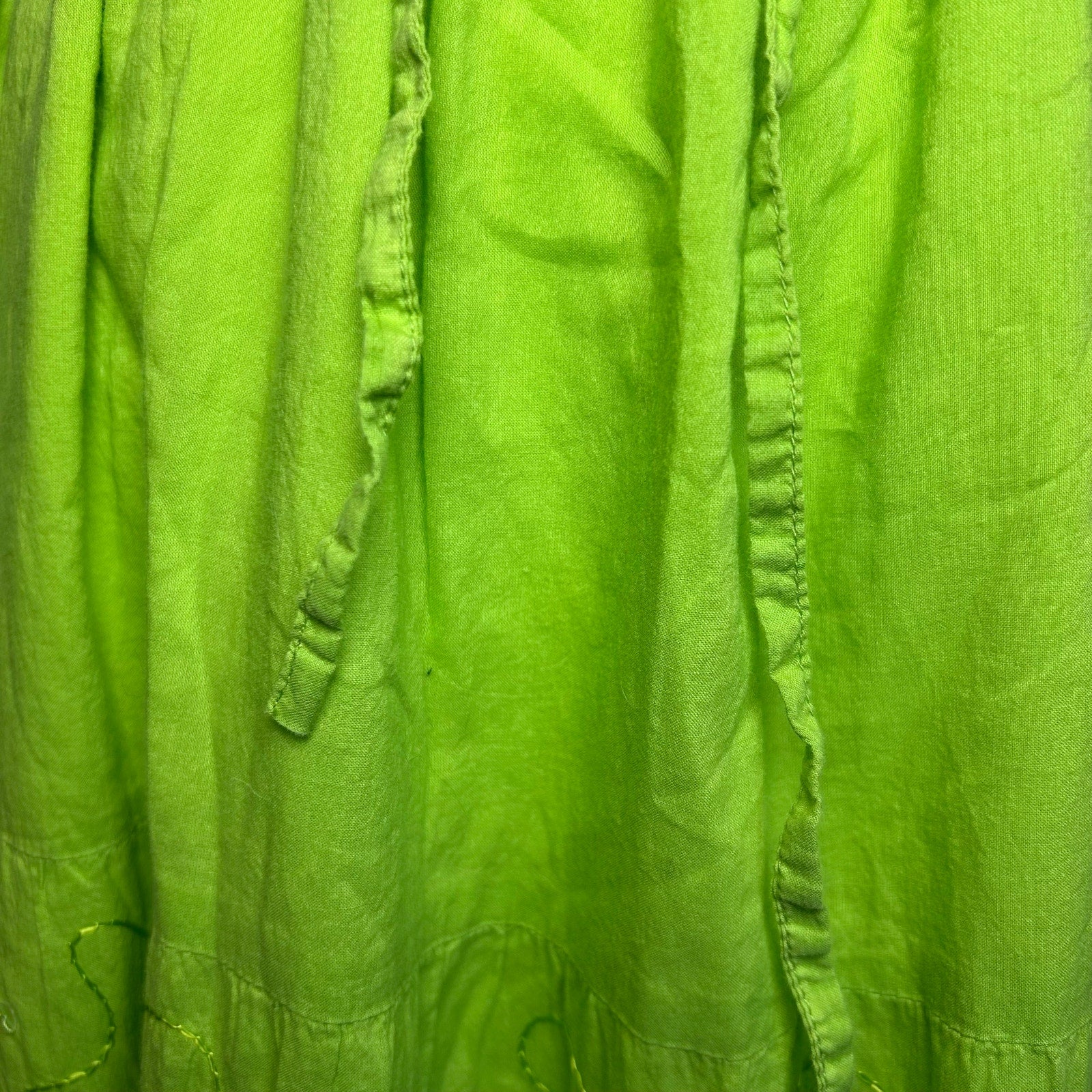 Green Ombre Broomstick L Maxi Skirt Sequin Embroidered Y2K Boho Fairy Grunge