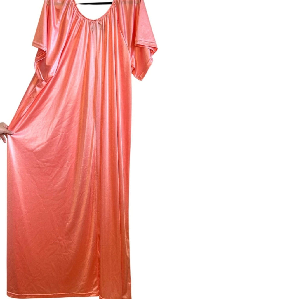 VTG 90s Cozee Corner Pink Peach Plus Size 5X Muumuu Maxi Dress Loungewear Retro