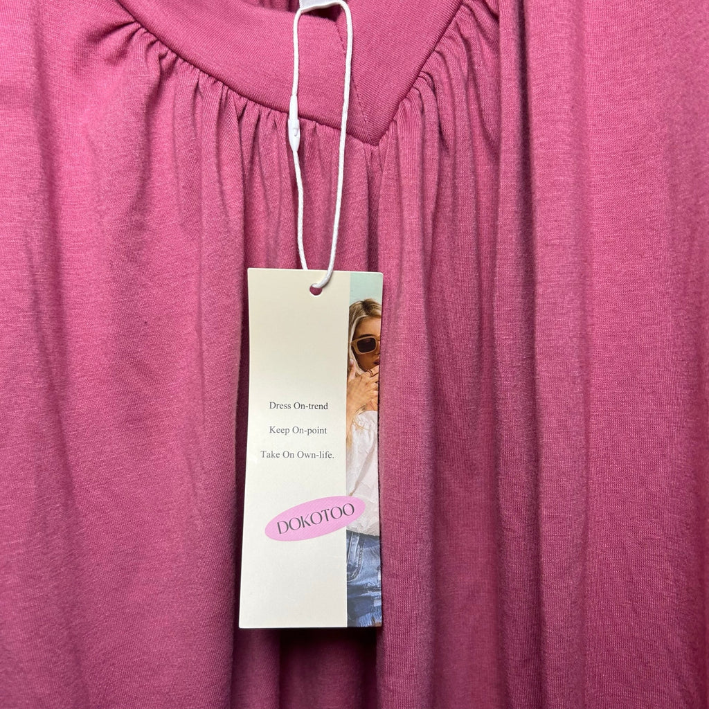 NWT Dokotoo Pink Slub Jersey Cinched V-Neck Top Small Casual Loungewear Boho