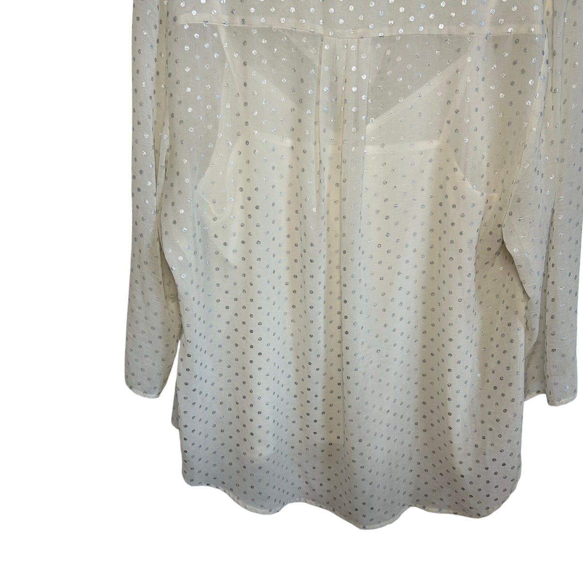 Liz Claiborne Polka Dot Blouse XL White Silver Vintage Cami Overlay Retro Top