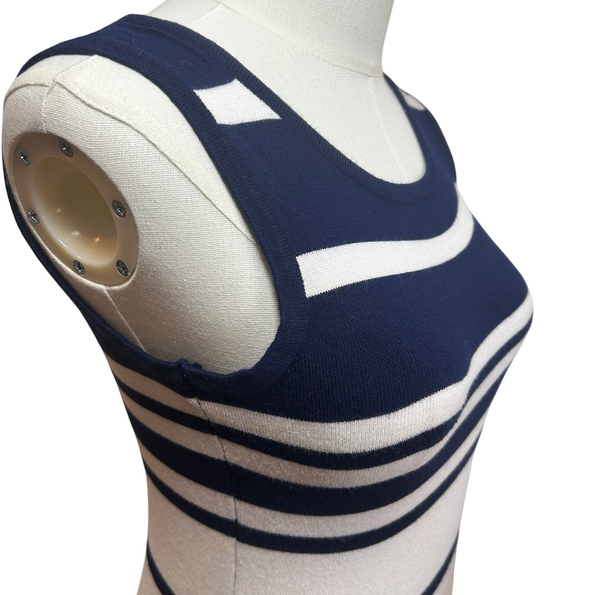 Two-O-Two Co Ltd Striped Knit Bodycon Dress Navy White Small