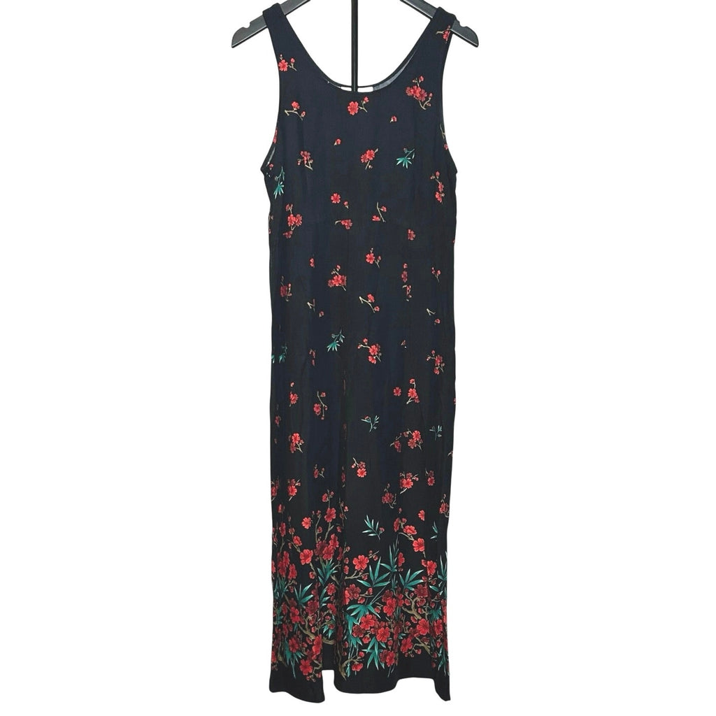 R&K Originals Rayon Black Red Floral Petite M Dress Grunge Retro Whimsigoth Boho