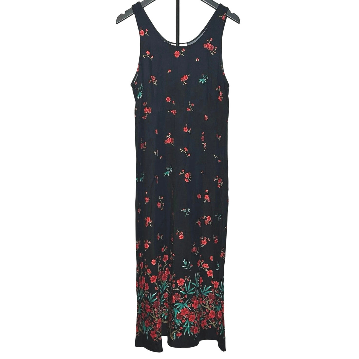 R&K Originals Rayon Black Red Floral Petite M Dress Grunge Retro Whimsigoth Boho