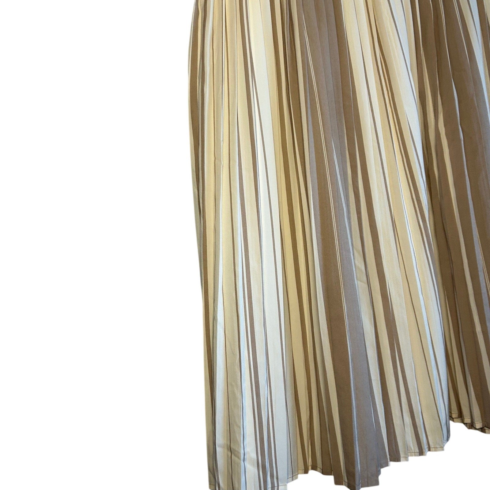 VTG 80s Anthony Rogers Tan Cream Pleated 22W 2X Plus Size Midi Skirt Retro