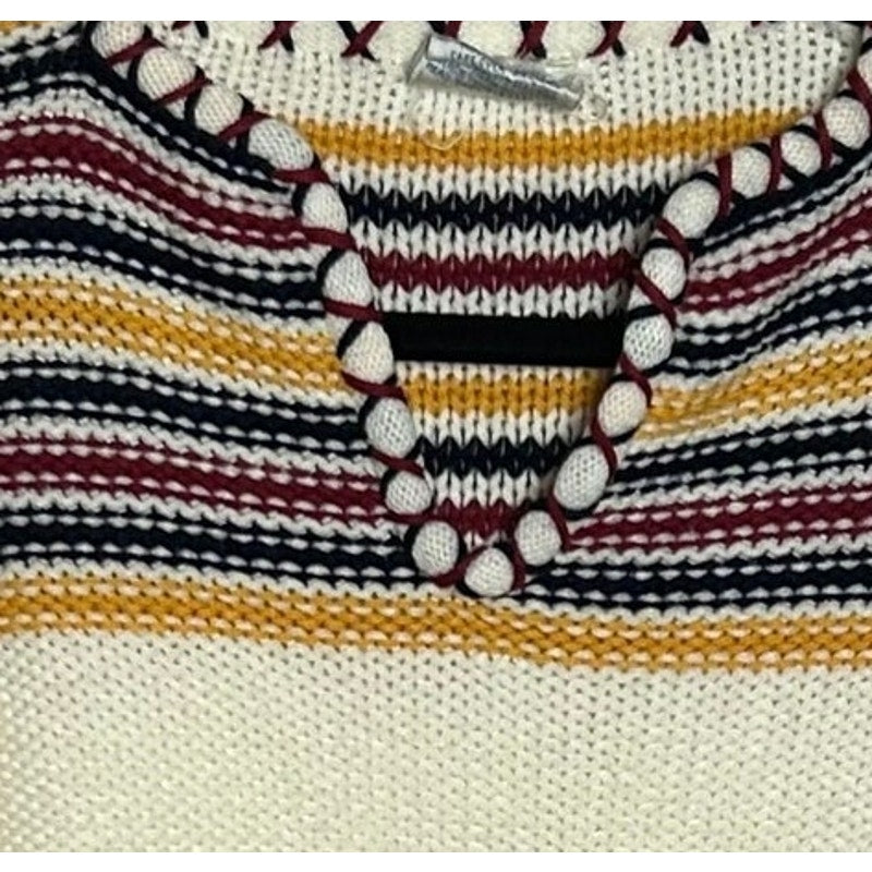VTG F.A.I. Ivory Knit Striped Drawstring Sweater Boho Whimsygoth S Retro Preppy