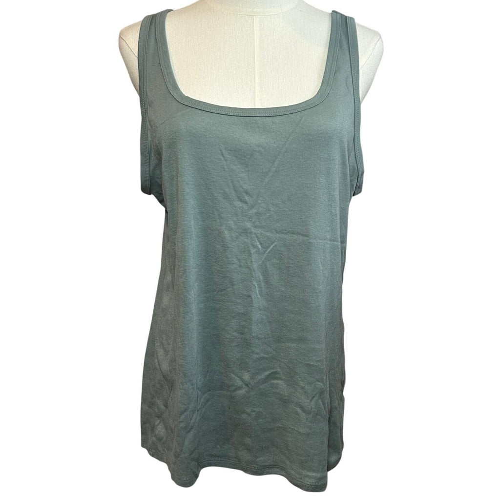 A New Day Gray Scoop Neck Tank Top Ribbed Knit Minimalist Basics XL Loungewear