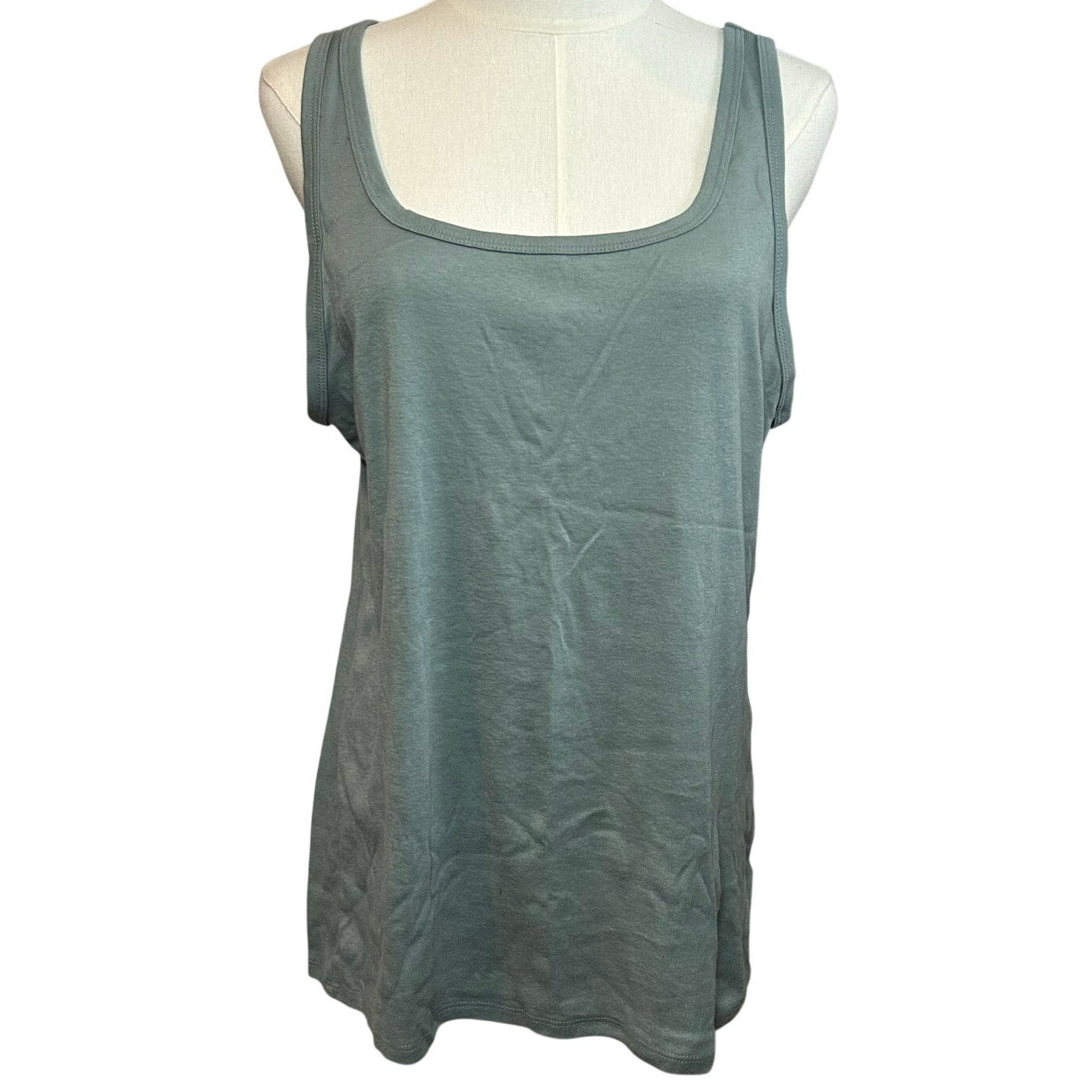 A New Day Gray Scoop Neck Tank Top Ribbed Knit Minimalist Basics XL Loungewear
