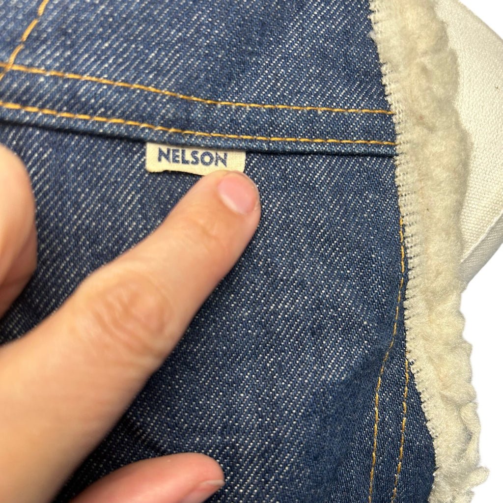 VTG 70s Nelson Denim Sherpa Vest Western Ranchcore Medium Workwear Biker Retro