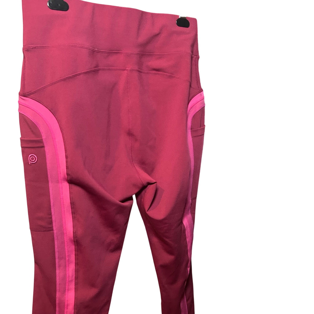 Pop Fit High Waisted Pocket Leggings Magenta Pink 2X Activewear Yoga Two Tone