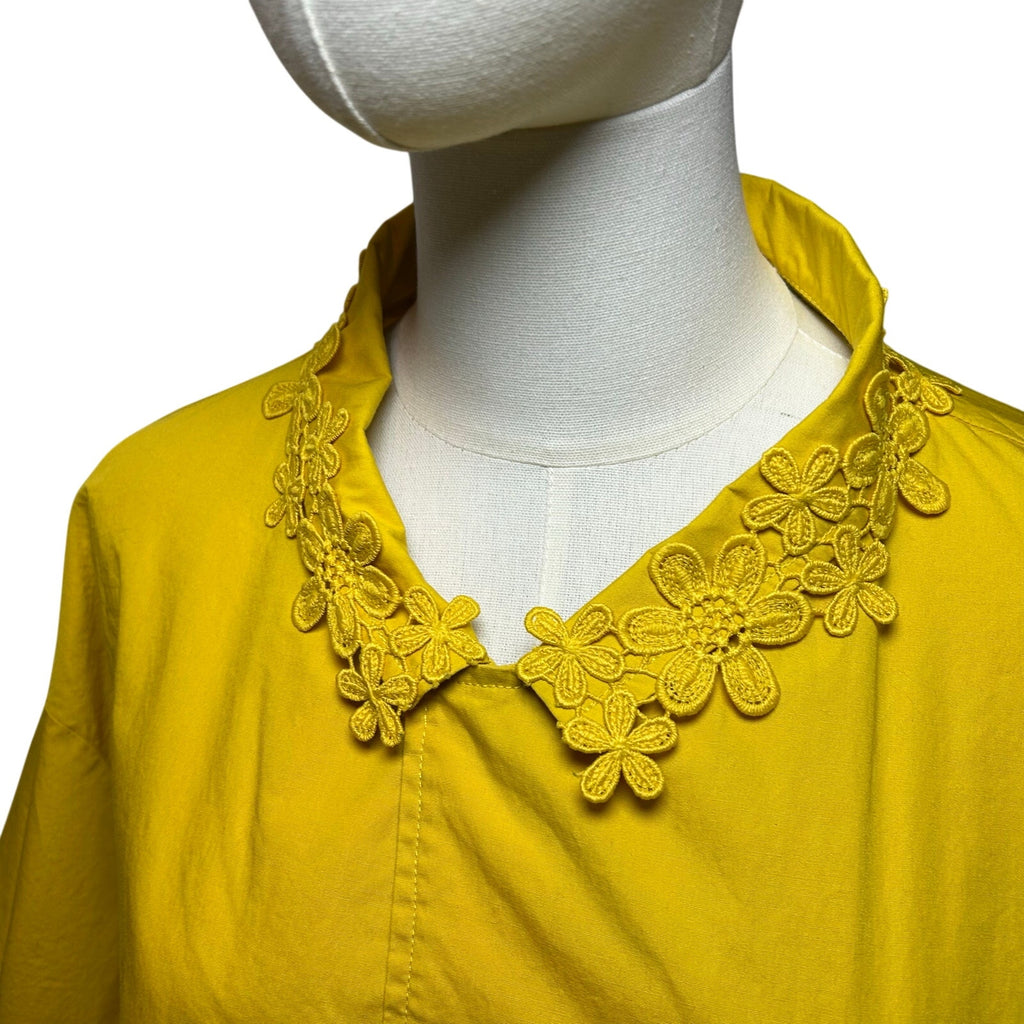 Savage X Fenty Yellow Floral Lace Trim 100% Cotton Shirt Plus Size 2X
