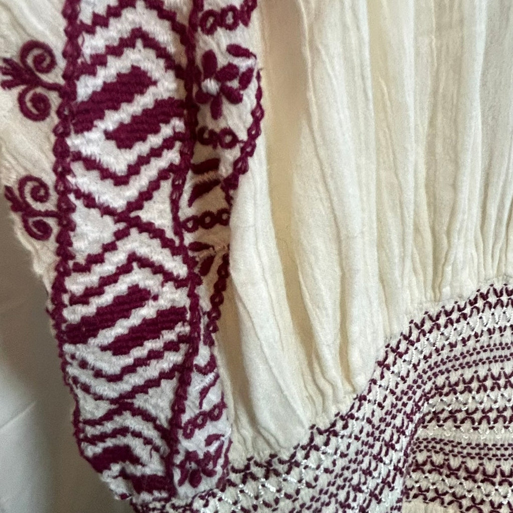 Free People FP One White Purple Embroidered Fleur Du Jour Midi Dress Size S
