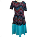 LuLaRoe Amelia Dress Large Multicolor Blue Floral Stretchy Pockets Southwestern