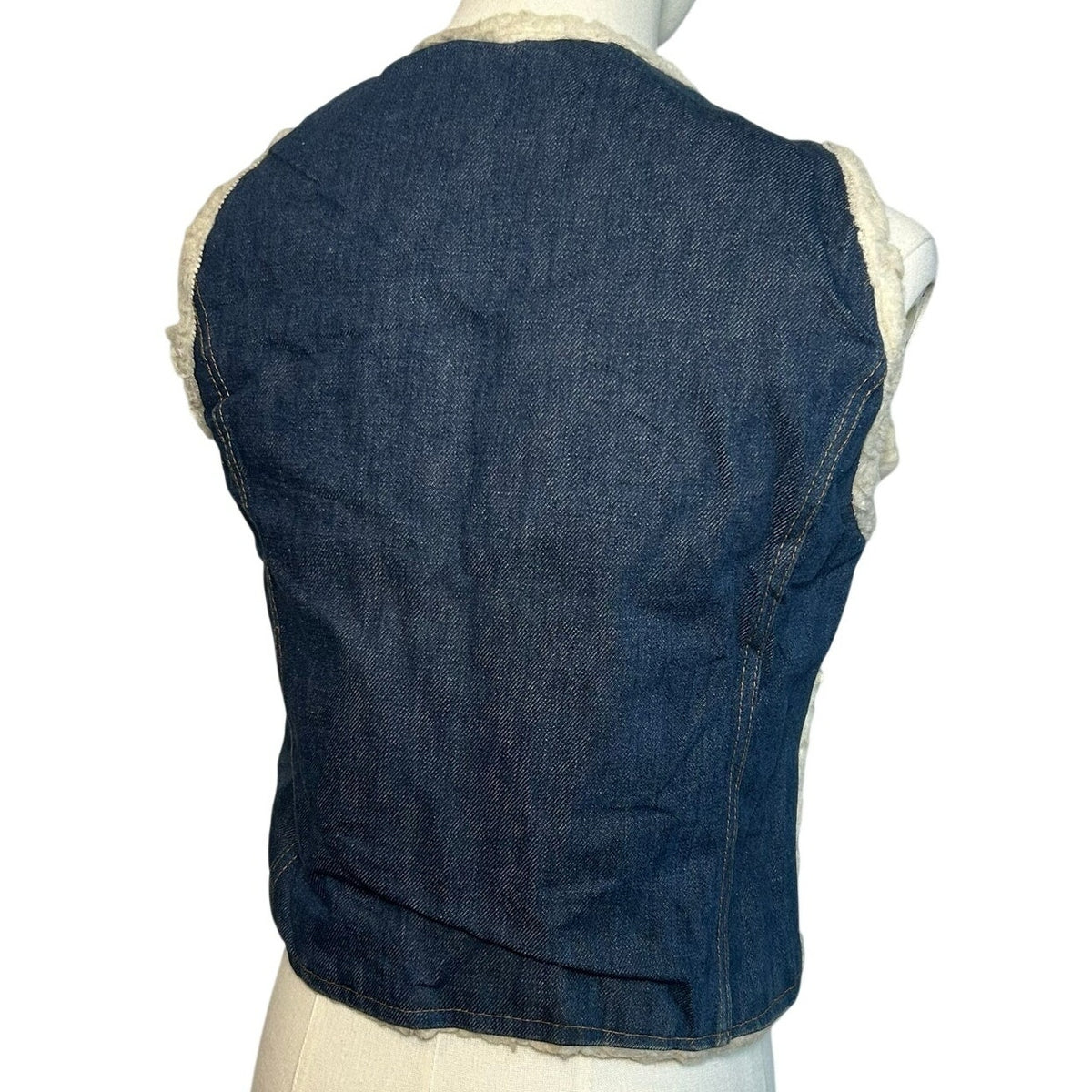 VTG 70s Nelson Denim Sherpa Vest Western Ranchcore Medium Workwear Biker Retro