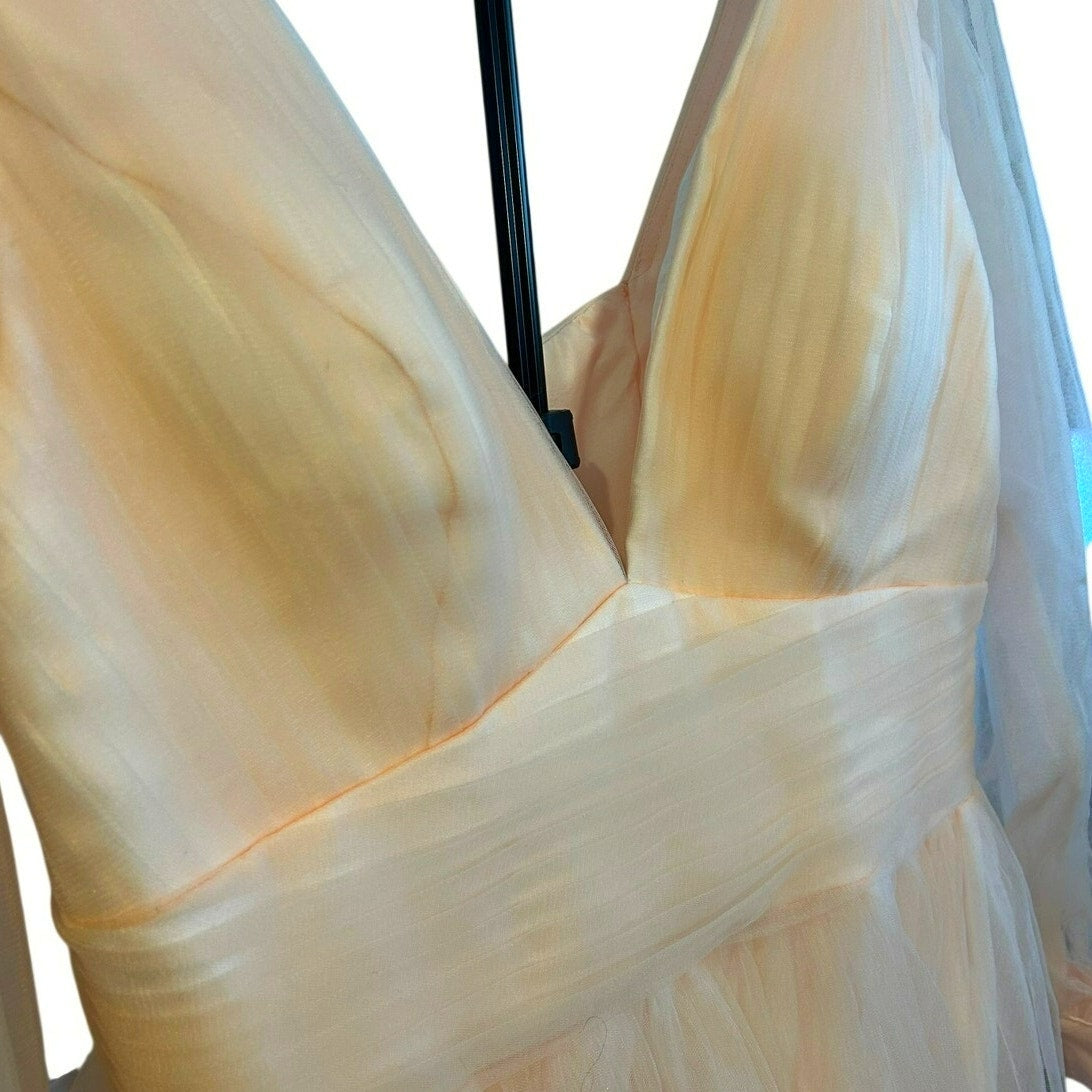 VNAIX Blush Pink Tulle Tiered Formal Gown Corset Back Fairycore Prom Dress SZ 16