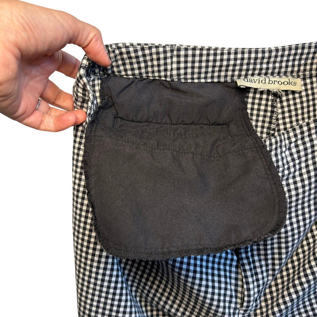 VTG 90s David Brooks Gingham Pants 8 29 Black White Retro Plaid Cigarette Slacks