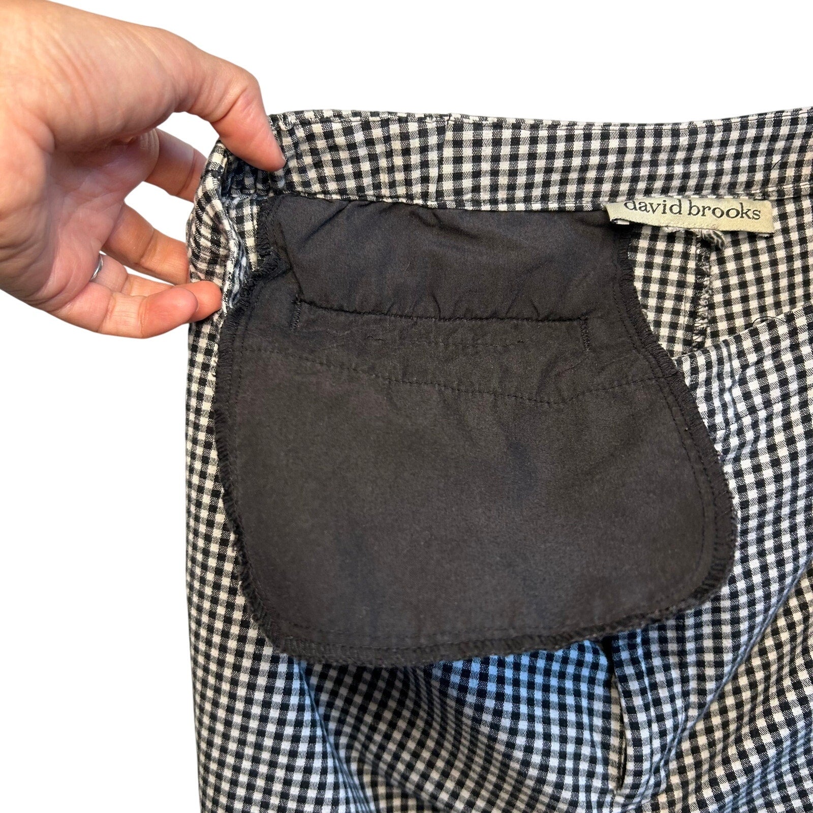 VTG 90s David Brooks Gingham Pants 8 29 Black White Retro Plaid Cigarette Slacks