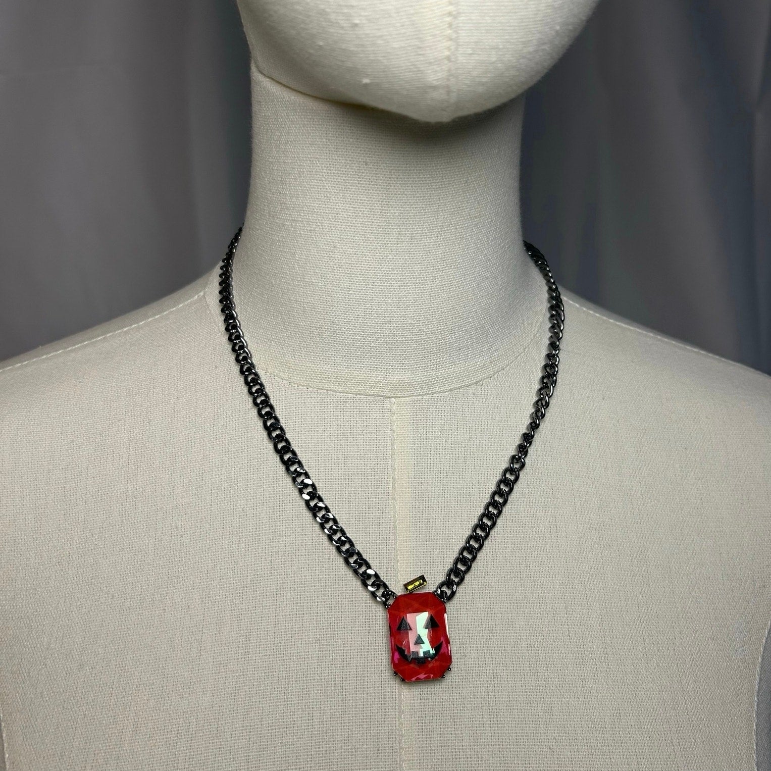Betsey Johnson Orange Pumpkin Pendant Chain Necklace Halloween Goth Whimsygoth