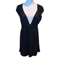 Merona Black Deep V Neck Mini Dress Size M Rayon Blend Indie Sleaze Boho